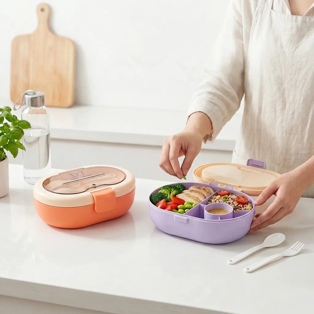 Portable Plastic Bento Lunch B - Meal Prep Or Prep Meal recension och pris