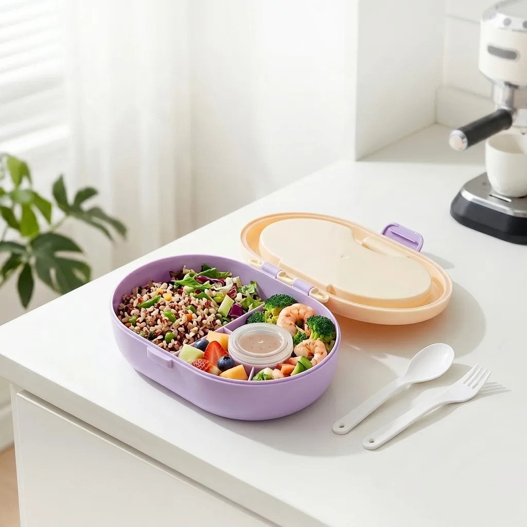 Portable Plastic Bento Lunch B - Meal Prep Or Prep Meal recension och pris