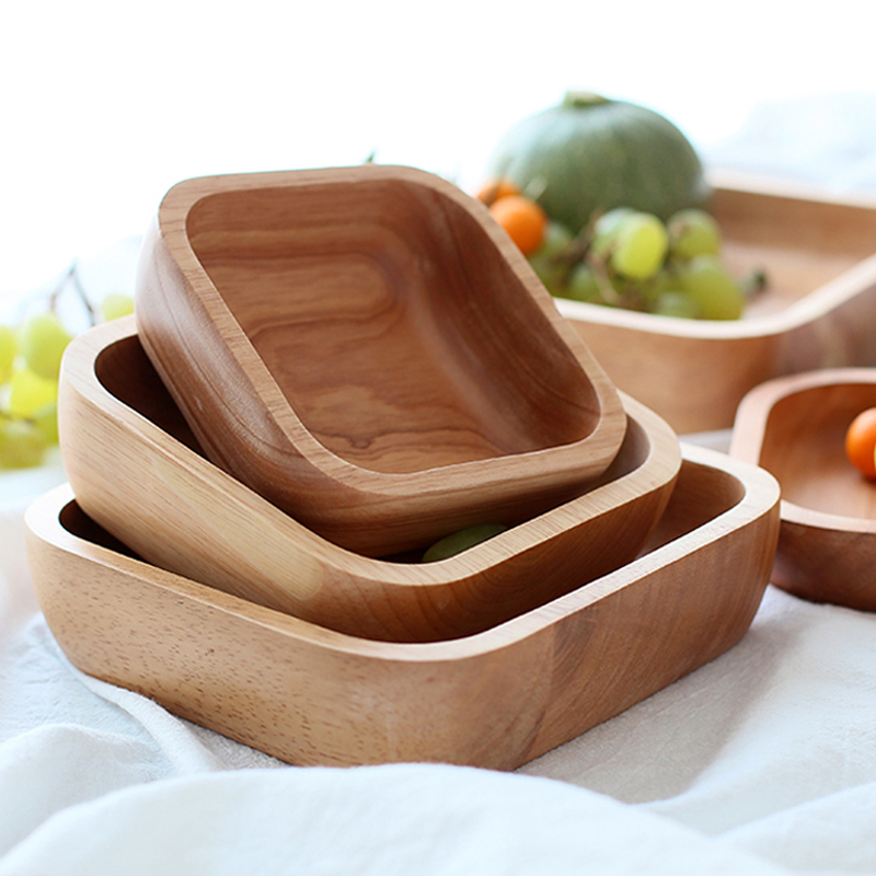1Pc Square Wood Bowl 4 Size Fr - Meal Prep Bowl recension och pris