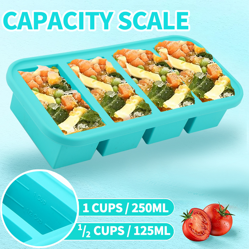 4 Covered Silicone Freezer Mol - Meal Prep Template recension och pris