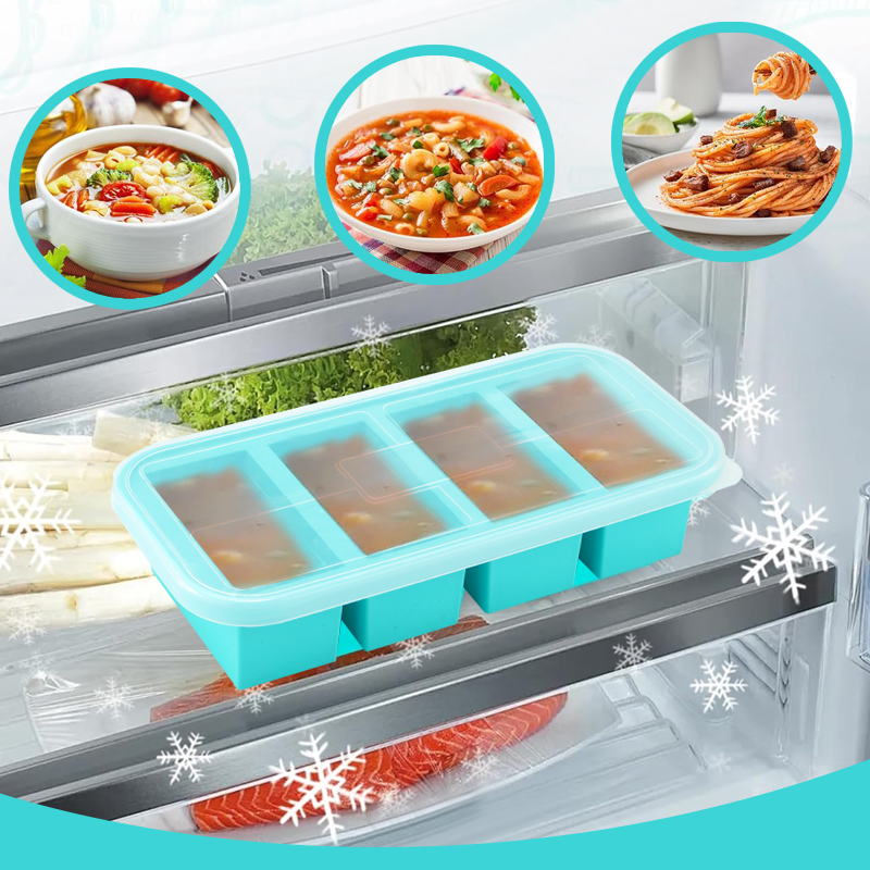 4 Covered Silicone Freezer Mol - Meal Prep Template recension och pris