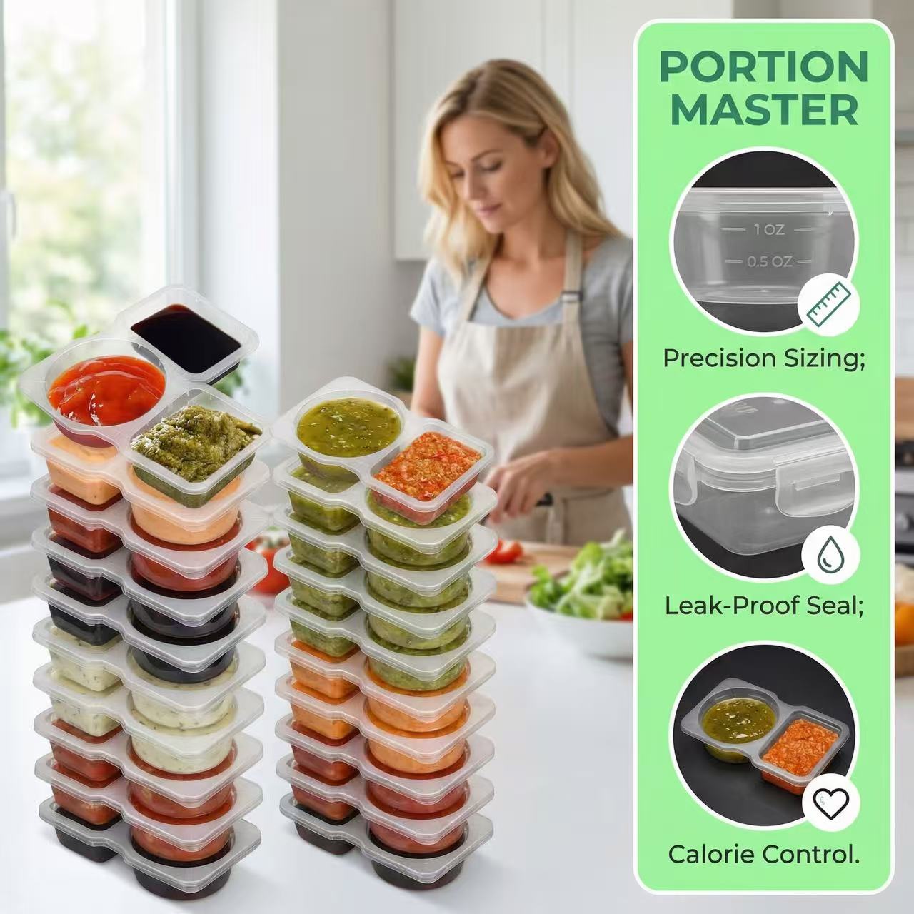 Dual Compartment Sauce Contain - Sauce Dipping Cup recension och pris