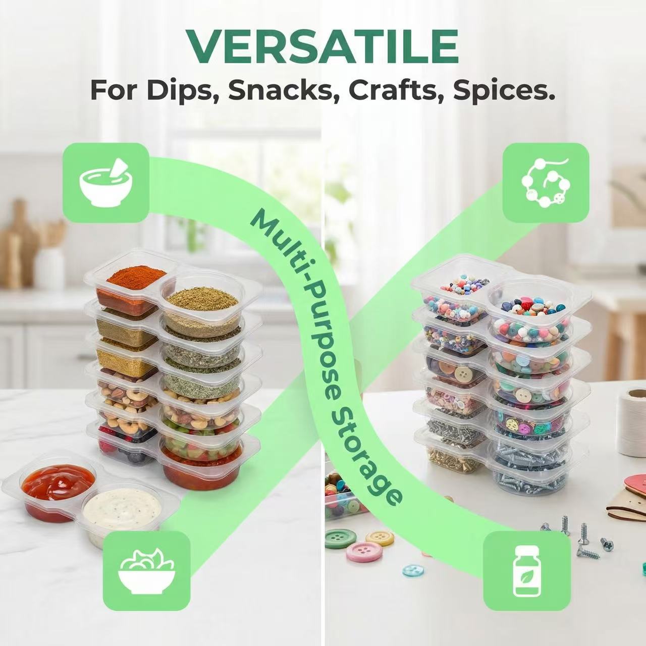 Dual Compartment Sauce Contain - Sauce Dipping Cup recension och pris