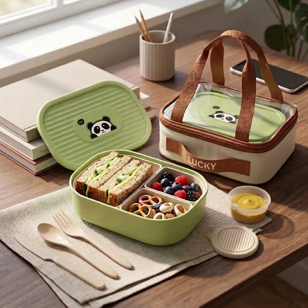 Kids Bento Lunch Box with Lid  - Meal Prep Or Prep Meal recension och pris