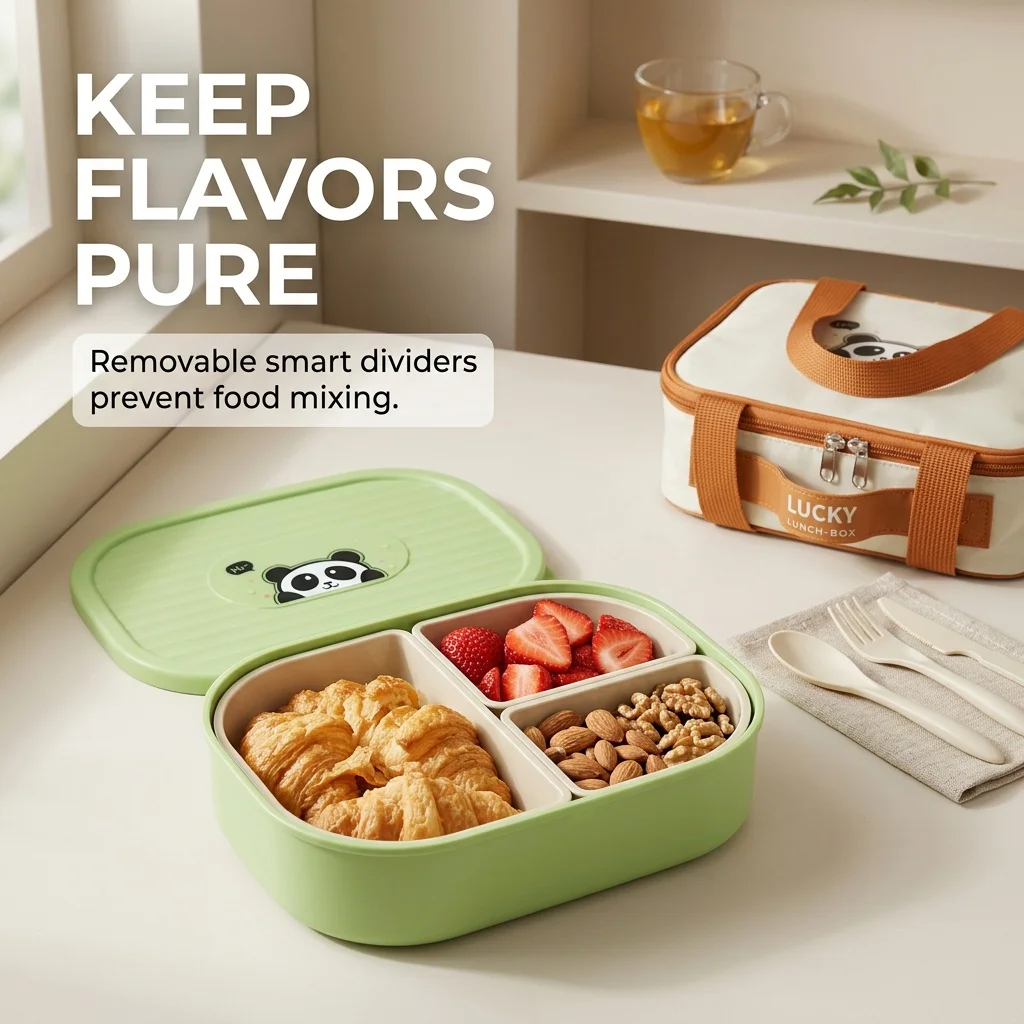Kids Bento Lunch Box with Lid  - Meal Prep Or Prep Meal recension och pris