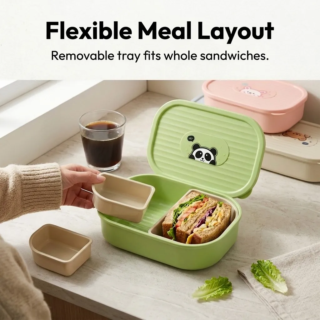Kids Bento Lunch Box with Lid  - Meal Prep Or Prep Meal recension och pris