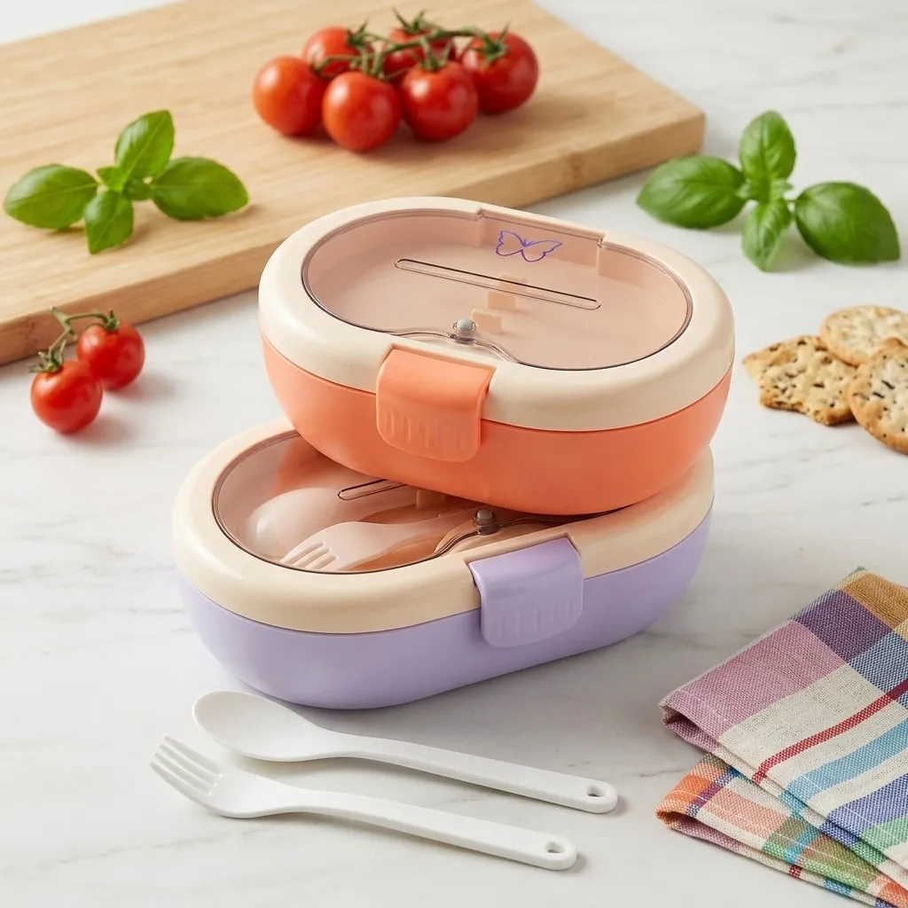 Plastic Bento Lunch Box with C - Meal Prep Or Prep Meal recension och pris